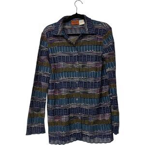 Missoni Mens Sweater Vest Cardigan Set M L Multicolor Knitted Long Sleeve V-Neck
